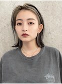 原宿ローライトブリーチダブルカラーインナーカラーショートボブ