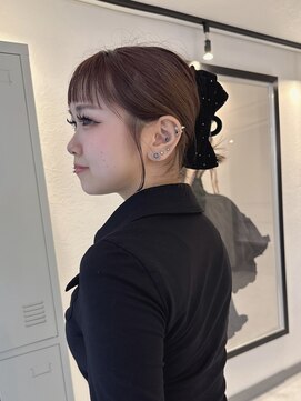 ワインレッド/ブリーチなしカラー/前髪カット/髪質改善/韓国