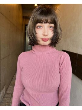 highlight olive beige color × layer bob