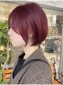 グレージュブリーチなしショートカットショートパーマケアカラー