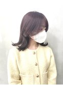 ミディアムレイヤー/ピンクカラー/シースルー/小顔