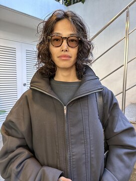 レコ 渋谷(LECO) メンズ黒髪セクシーパーマミディアム