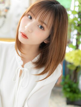 カバーヘア ブリス 北浦和(COVER HAIR bliss) ★透明感カラーオレンジベージュ艶感ストレートロブ20代30代★10