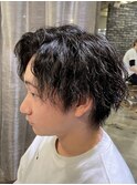 センターパートツイストスパイラルツーブロック縦落ちツイスト