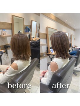 ミラバイケンジ 藤沢(Mira by KENJE) 白髪ぼかしハイライトカラー30代40代50代ブルーグレージュ