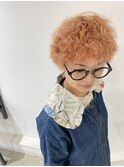 【ハイトーンピンクオレンジ×パーマ】