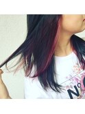 ピンクベージュ 黒髪×インナーカラーでオシャレ本八幡