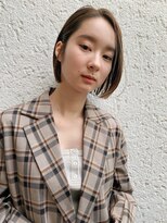 エムクランメイクス 原宿 表参道(m.clan MAKE'S)&nbsp;ボブ ミニボブ ハイライト ケアブリーチ オリーブベージュ 小顔