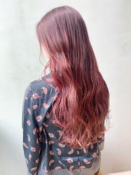 アルバム 銀座(ALBUM GINZA) チェリーレッド_かきあげロングマロンベージュ_ba331991