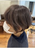 【nex表参道脱白髪染め】パープルブラウン×丸みショート