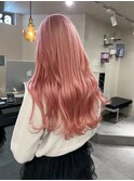 6747ニュアンスカラーホワイトピンク波巻きミルクティーピンク