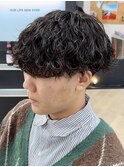 波巻きスパイラルパーマメンズマッシュ波巻きパーマウルフカット
