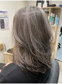 コントラストハイライト白髪ぼかし
