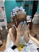 盛り髪カールハーフアップ