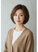 韓国風大人ボブ★明るい白髪染め艶感ショートボブ