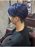 刈り上げセンターパート ブルーカラー