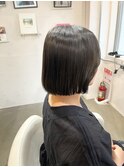 縮毛矯正+切りっぱなしボブで朝の時短へ◎