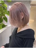 渋谷ブリーチカラータッセルボブ顔周りレイヤー切りっぱなしボブ