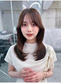美髪韓国レイヤーイメチェン似合わせチェリーブラウンミニウルフ