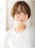 □マロンベージュ小顔補正カット丸みショート416川口20代30代