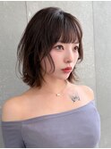 縮毛矯正くびれヘアアプリコットオレンジハイライトカラーボブ