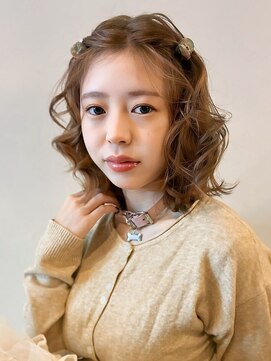 ブリーチなしダブルカラー 透明感カラー マロンベージュ 10代