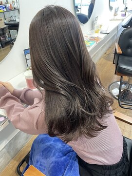 ラック(LUCK) ブリーチなしカラー/船橋/くすみベージュ/細めハイライト