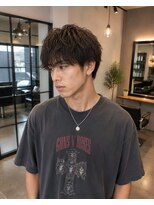 MEN's Baguz MEN'Sカット/ MEN'Sパーマ/ MEN'Sカラー 濡れ感無造作ウェーブ韓国風メンズマッシュ束感パーマ