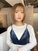 サンルーム(SUN room) 顔まわりレイヤーボブミディシースルーバングベージュブラウン