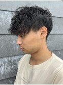 メンズマッシュパーマ波巻スパイラルパーマニュアンスパーマ眉毛