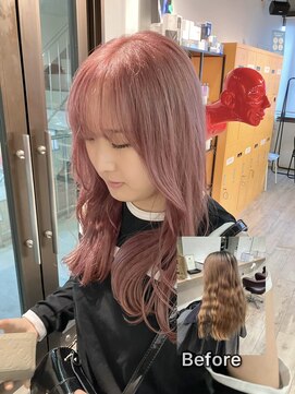 コワファースト長崎シャンプーボーイ 2nd(COIFF1RST 長崎 SHAMPOO BOY) 長崎 ケアブリーチ ピンクベージュ