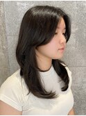 姫カットレイヤーロングミディアムハッシュカット20代30代#1