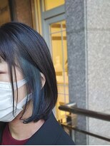 アッシュ 清瀬店(Ash)&nbsp;【イヤリングカラー】暗めシアンカラー　Ash清瀬　大嶋