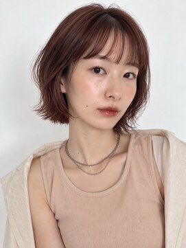 トリッカ シブヤ(TRICCA SHIBUYA) くびれボブ/外ハネボブ/ピンクベージュ/艶カラー/似合わせカット