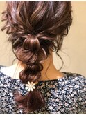 ヘアセット　編みおろし　グラデーションカラー