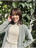 小顔ミディアム外ハネミディアムアッシュ レイヤー/ヨシンモリ
