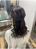 編み込みハーフアップ