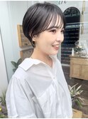 NUDE シースルーバング 前髪カット黒髪ショート大人ショートボブ