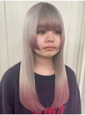 シルバー × グラデーションピンク