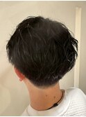 柔らか質感のニュアンスパーマ/ツーブロック/黒髪/ビジネス