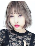人気のシースルー前髪切りっぱなしボブ☆アッシュミディボブ