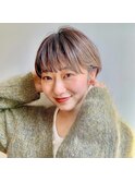 【Gigi渋谷】ワンカールベビーバングショコラベージュショート