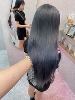 ロンド レア 天神大名店(Lond Le’a) ダブルカラーミルクティーベージュカラーブルーブラックブリーチ