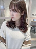 ゆるふわロング/インナカラーピンク