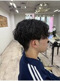 黒髪センターパートニュアンスパーマダークアッシュ所沢練馬韓国
