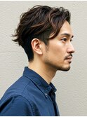 ロクヨンかき上げメンズ渋髪ニュアンスパーマツーブロック刈り