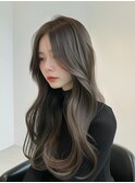 大人美人アッシュオリーブショコラアッシュ韓国ヘアモテ髪艶髪