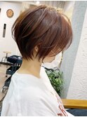 クールショート・流し前髪・前下がり・ココアブラウン【BISA】