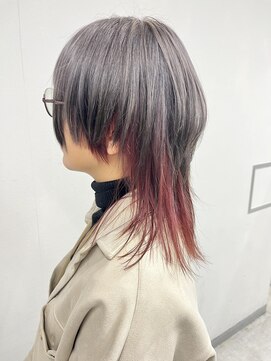 アオアクア バイ グルグル 小岩店(ao akua by GULGUL) .cherry red ＋ ash grey × ショートウルフ.