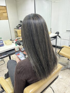 アジールヘア 所沢プロペ通り店(agir hair) ワンカール姫カットダークアッシュグレージュハイライト所沢練馬